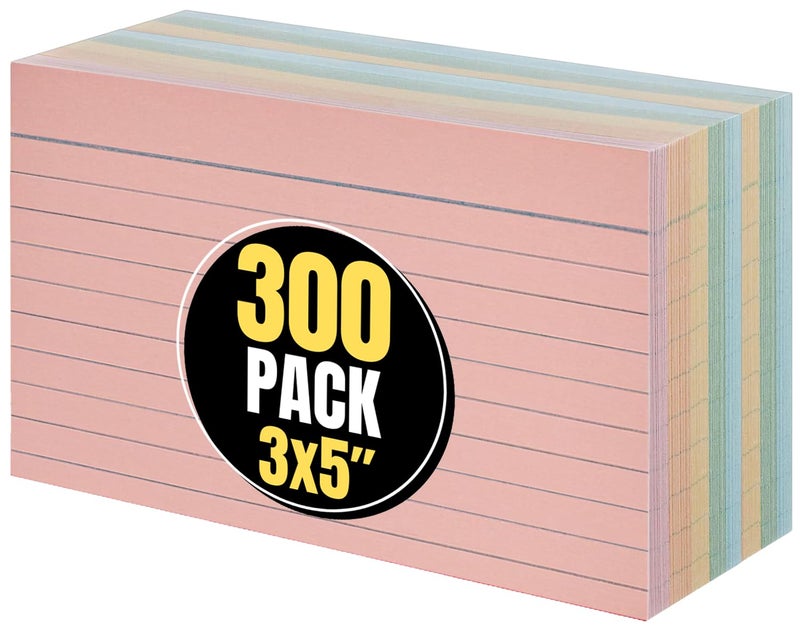1InTheOffice Index Cards 3 x 5 Ruled Pastel Colored, Assorted 300/Pack - Image 1
